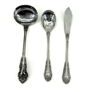 3 Table/Serving Utensils VTG VOISIN FLORAL CONTINENTAL Ladle Butter Knife Spoon